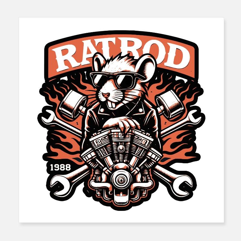 Rat Rod Custom Race Rusty Wild Tuning Hot Rusty Poster 8" x 8" (20x20 cm)