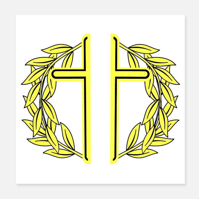 Croix Croix Couronne de laurier Poster 20 x 20 cm