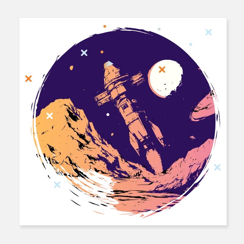 rocket space space school start Go space nerd Poster 8" x 8" (20x20 cm)
