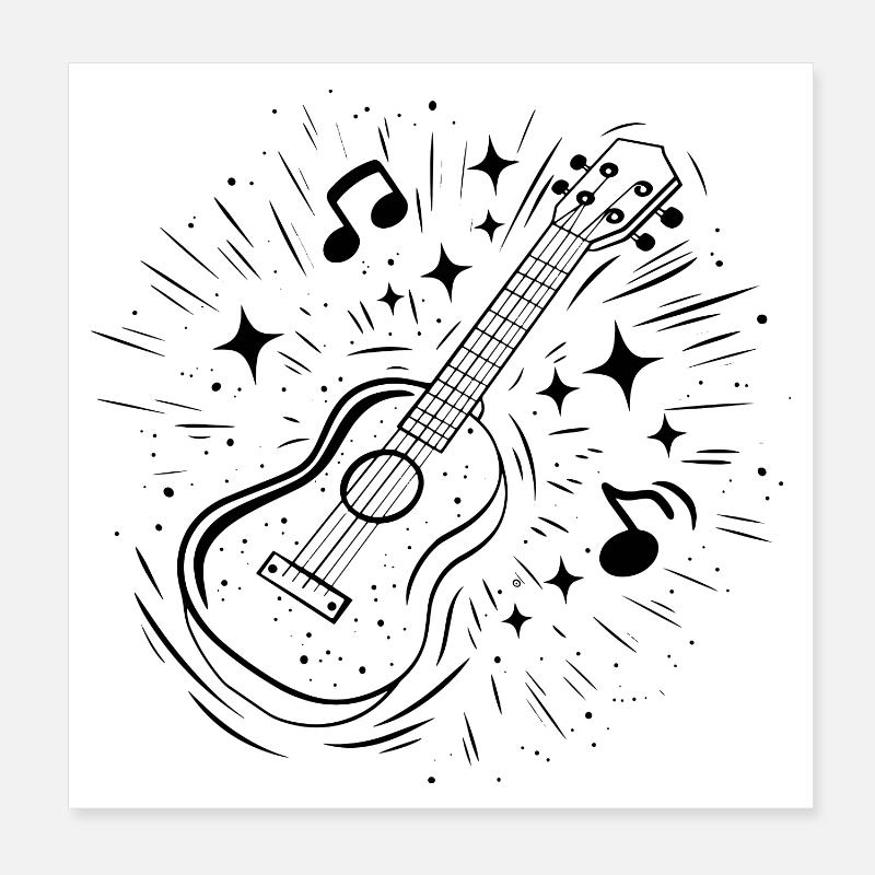 Ukulele Line Art Poster 20x20 cm