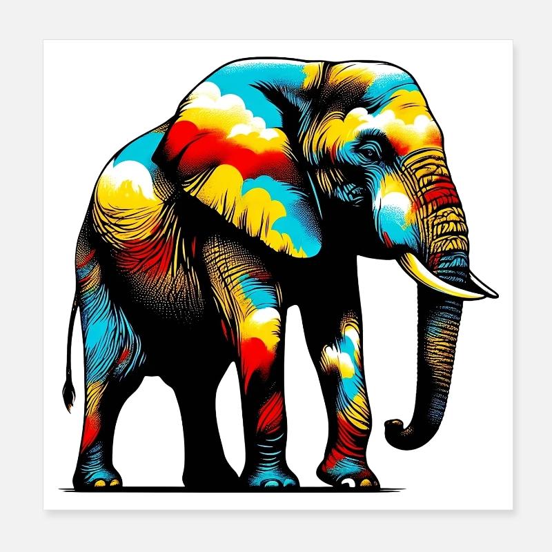 Éléphant Poster 20 x 20 cm