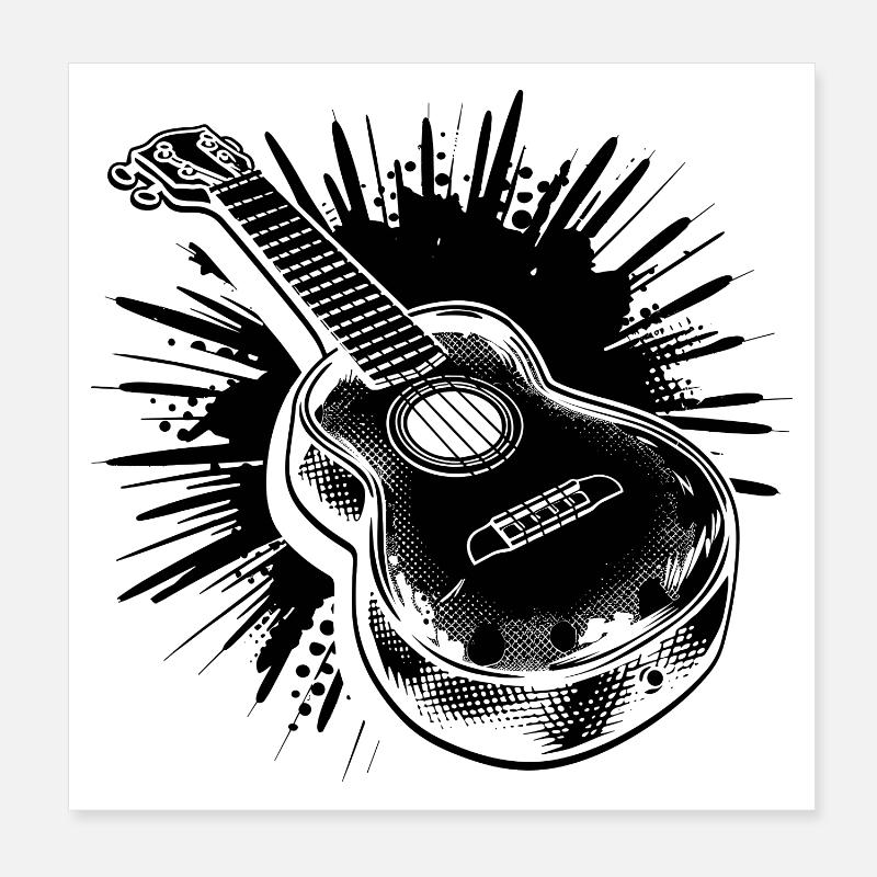 Ukulele Drawing Poster 8" x 8" (20x20 cm)