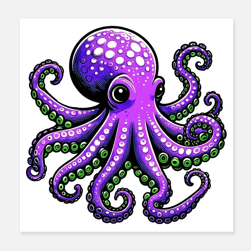 Octopus Poster 8" x 8" (20x20 cm)