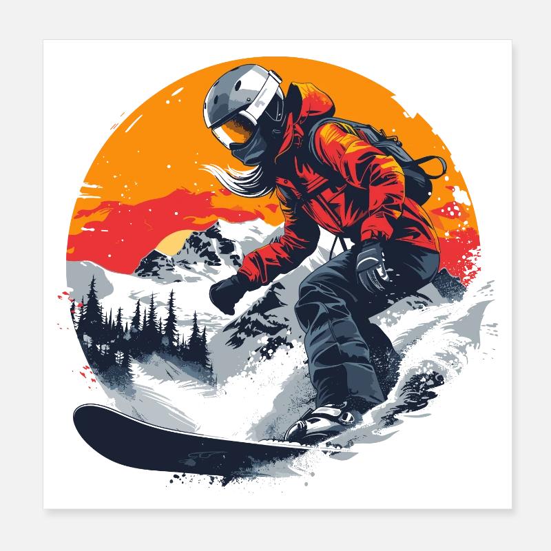 Graphique du snowboarder Poster 20 x 20 cm