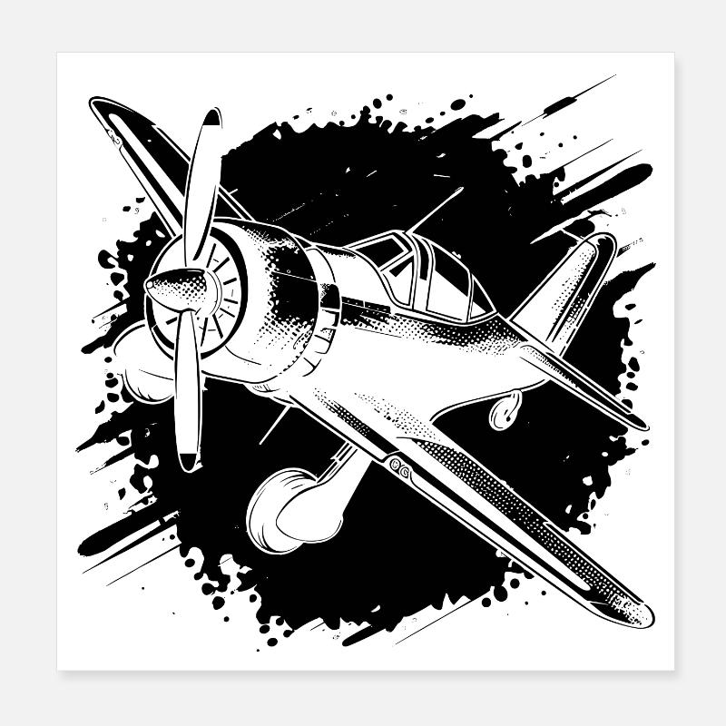 Propeller Flugzeug Skizze Poster 20x20 cm