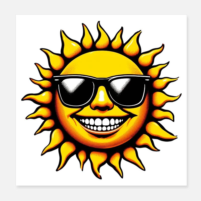 Sun with Sunglasses Poster 8" x 8" (20x20 cm)