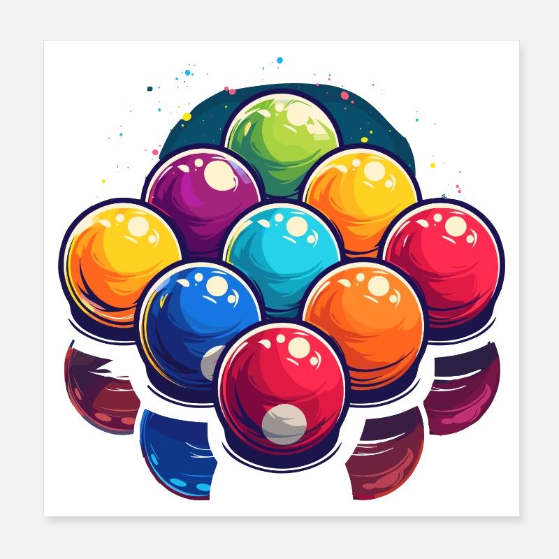 Billardkugeln Grafik Poster 20x20 cm