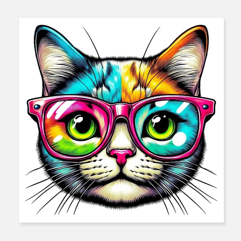 Chat avec des lunettes de soleil Poster 20 x 20 cm