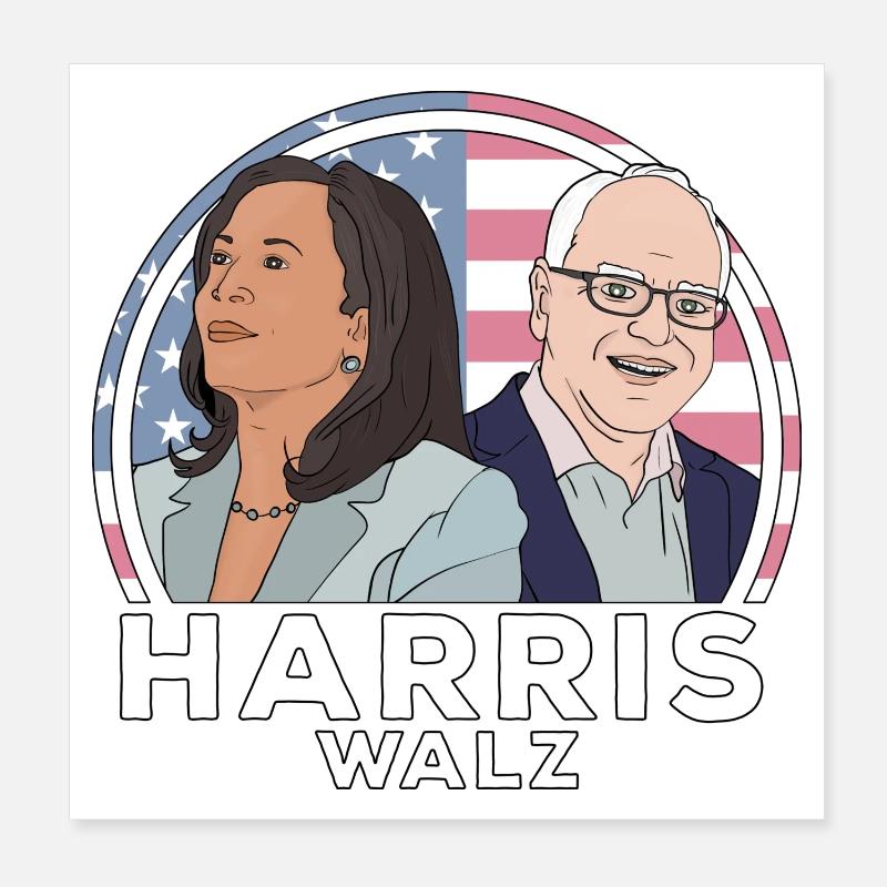 Wahl von Harris Walz - Poster 20x20 cm - Weiß