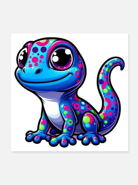 Gecko - Poster 20x20 cm - Weiß