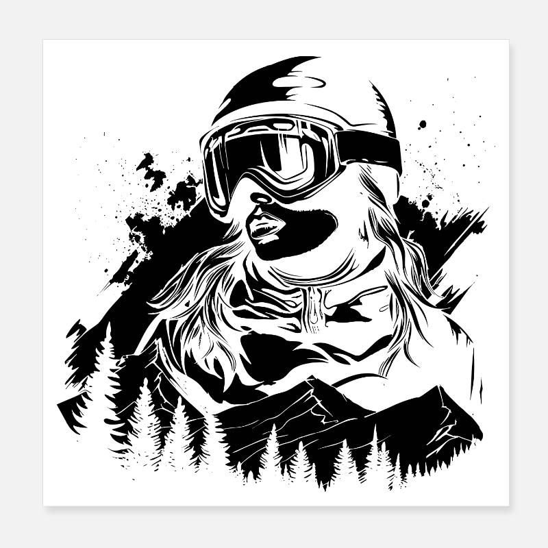 Snowboarderin Poster 20x20 cm