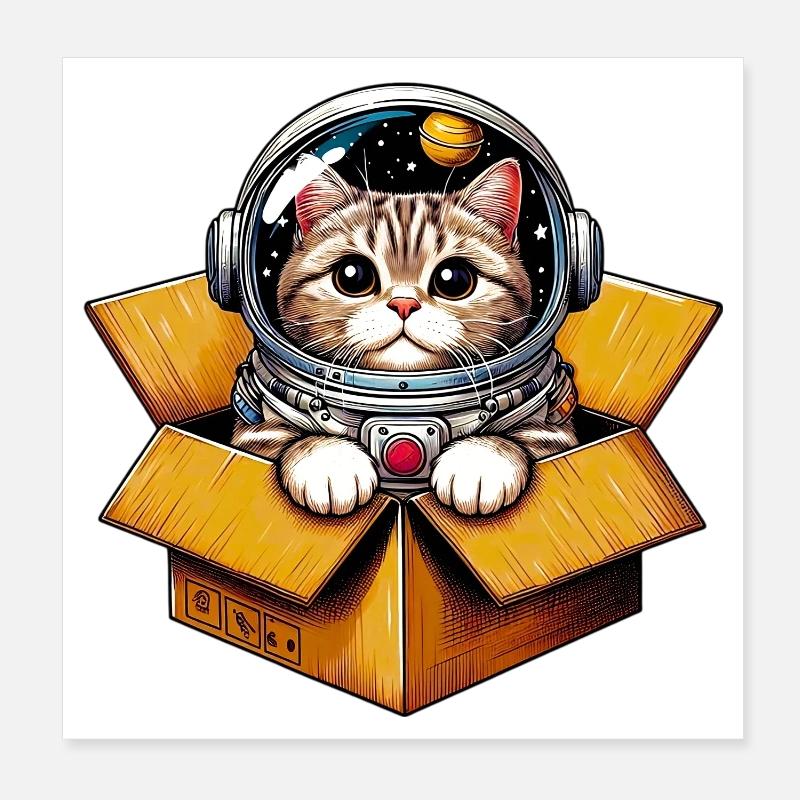 Astronaut Katze Poster 20x20 cm