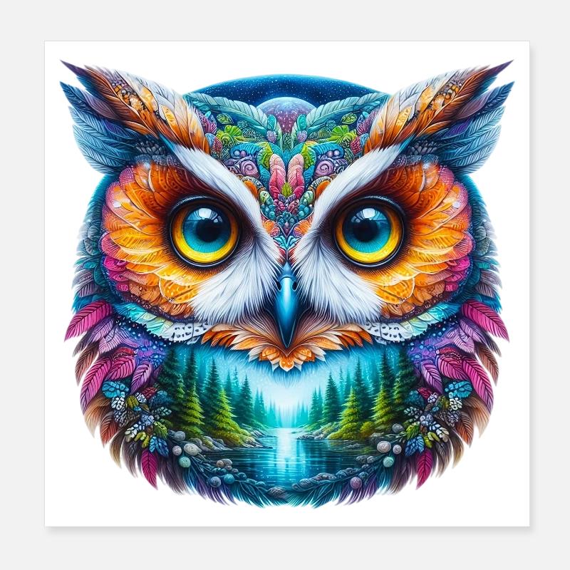 Eule Poster 20x20 cm