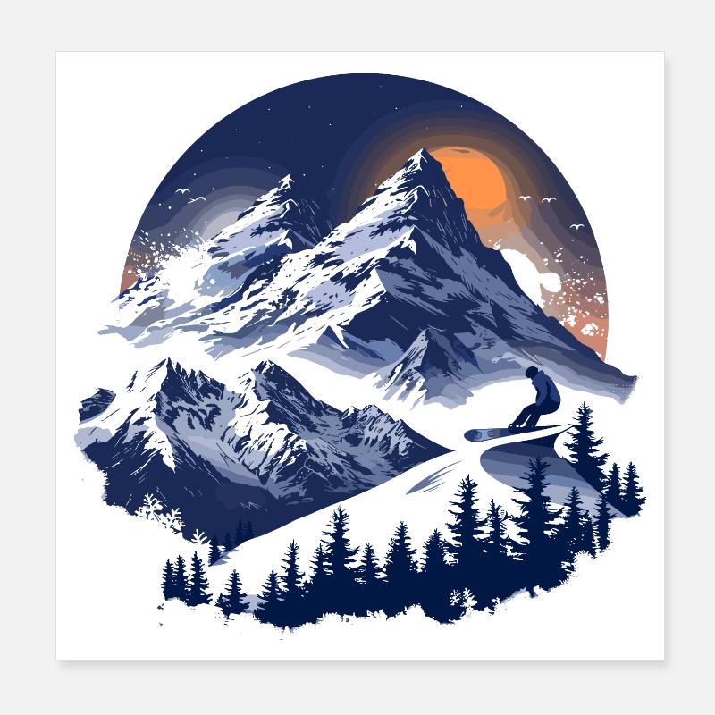 Snowboarding Graphics Poster 8" x 8" (20x20 cm)