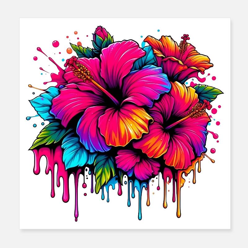 Hibiskusblüten Poster 20x20 cm