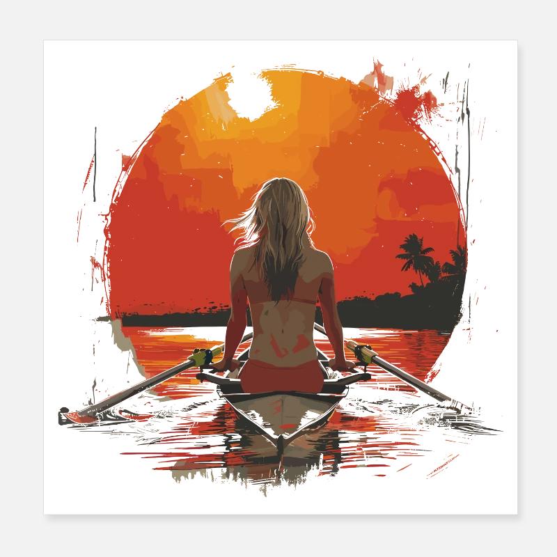 Illustration rower Poster 8" x 8" (20x20 cm)