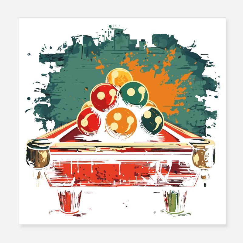 Billard Comic Stil Poster 20x20 cm