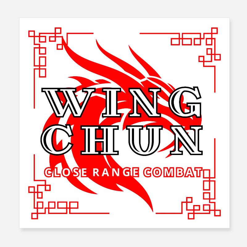 Wing Chun dragon t shirt close range combat Poster 8" x 8" (20x20 cm)