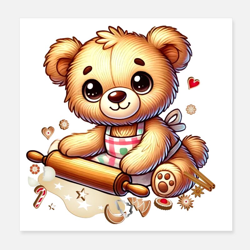 Cuisson de Noël Teddy – Douce joie festive Poster 20 x 20 cm