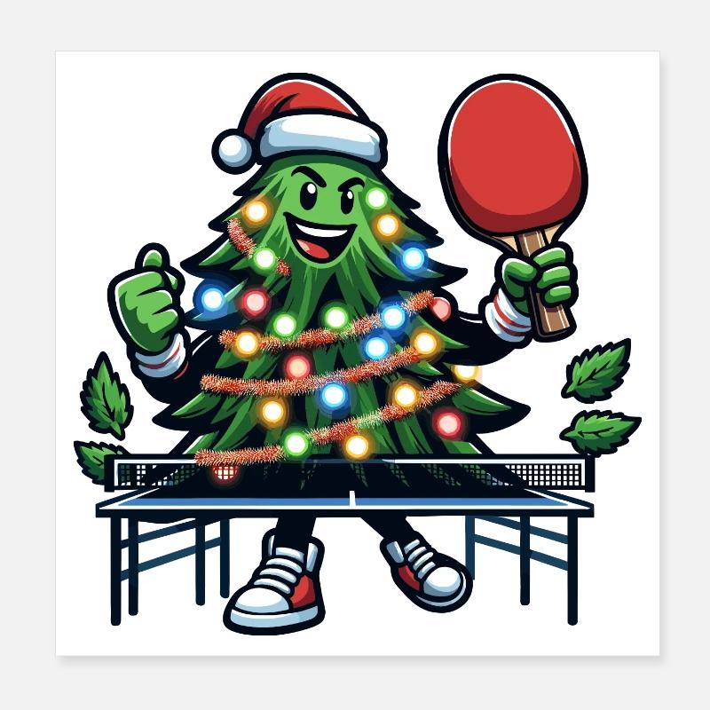 Tennis de table Arbre de Noël Costume Arbre de Noël Poster 20 x 20 cm