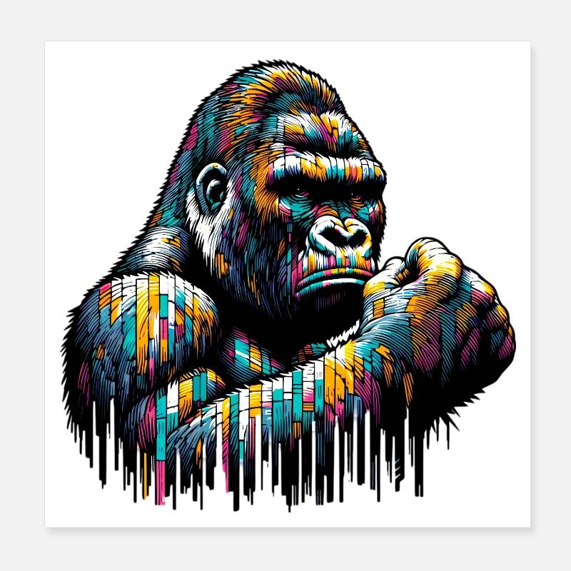 Gorilla Poster 8" x 8" (20x20 cm)
