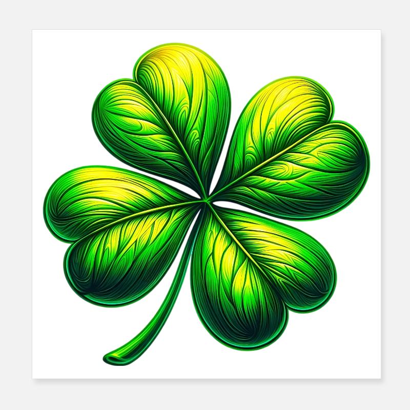 Vierblättriges Kleeblatt Poster 20x20 cm
