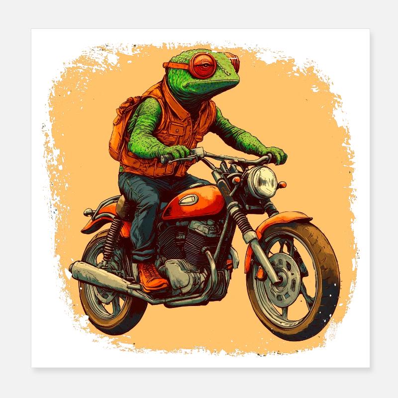 Chameleon Motorcycle / Motorcyclist Chameleon Poster 8" x 8" (20x20 cm)
