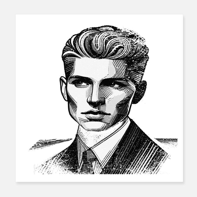Unknown star | Line Grid | Men Poster 8" x 8" (20x20 cm)