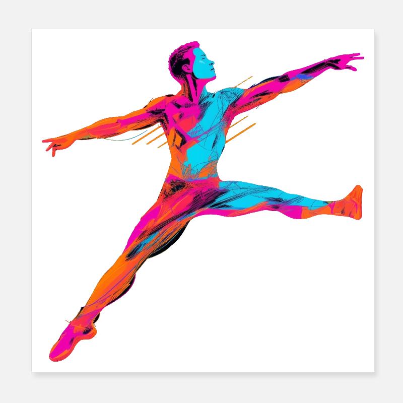 Männlicher Ballett Tänzer Synthwave - Poster 20x20 cm - Weiß