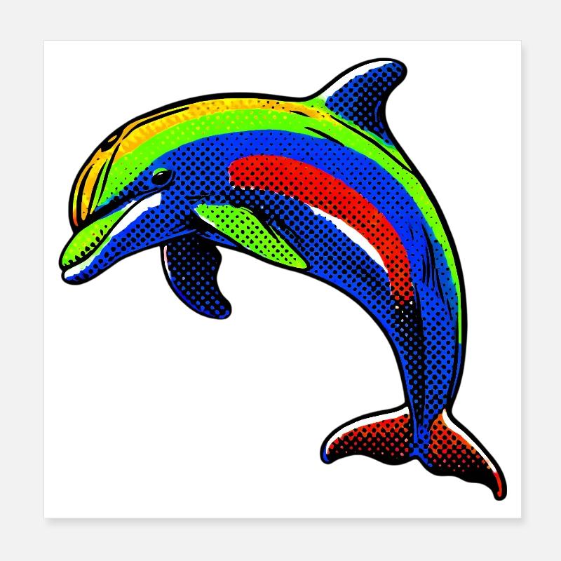 Dolphin Poster 8" x 8" (20x20 cm)