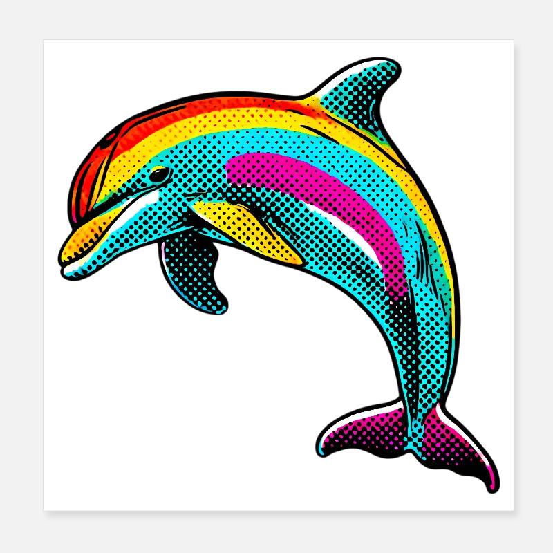 Dolphin Poster 8" x 8" (20x20 cm)