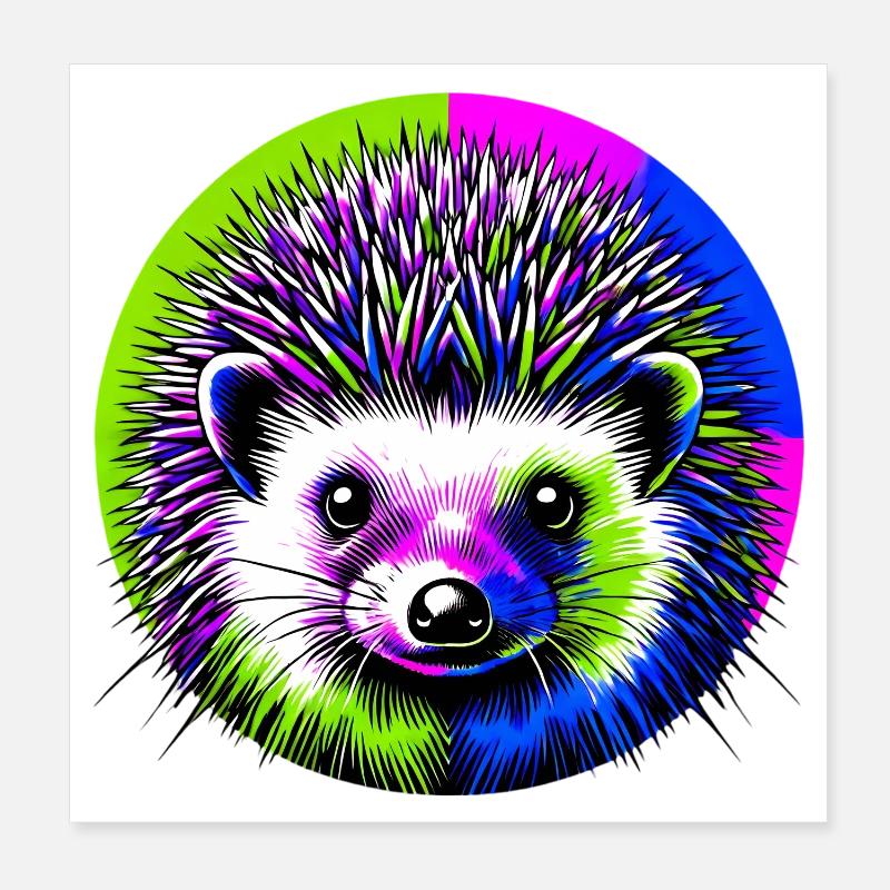 Hedgehog Poster 8" x 8" (20x20 cm)