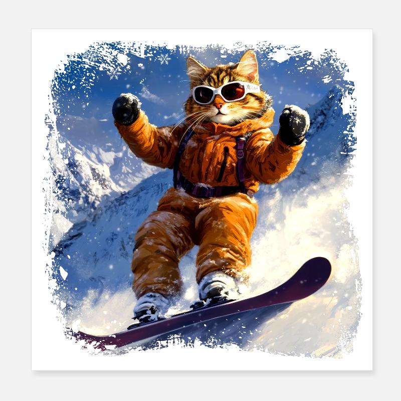 Planche à neige pour chat Poster 20 x 20 cm