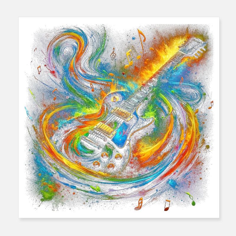 Expression de guitare colorée Poster 20 x 20 cm
