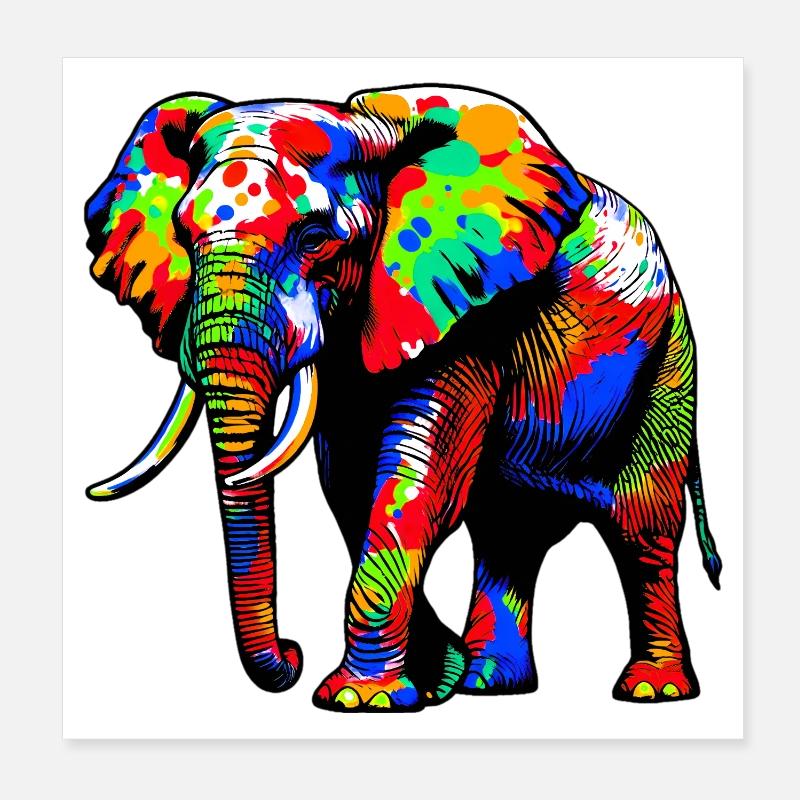 Éléphant Poster 20 x 20 cm