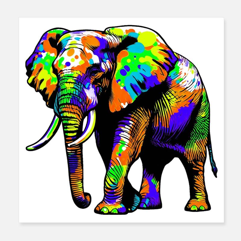 Éléphant Poster 20 x 20 cm