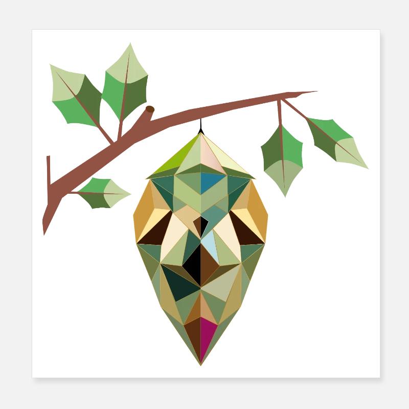 cocon géométrique, dans de douces nuances de vert Poster 20 x 20 cm