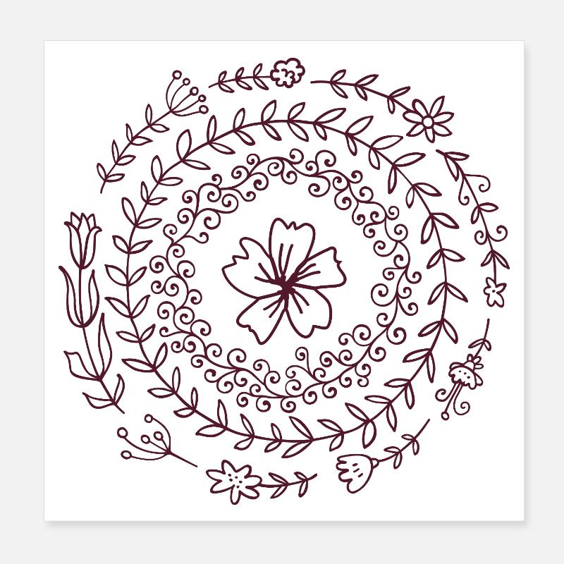 Mandala Spirale Florale Poster 20 x 20 cm