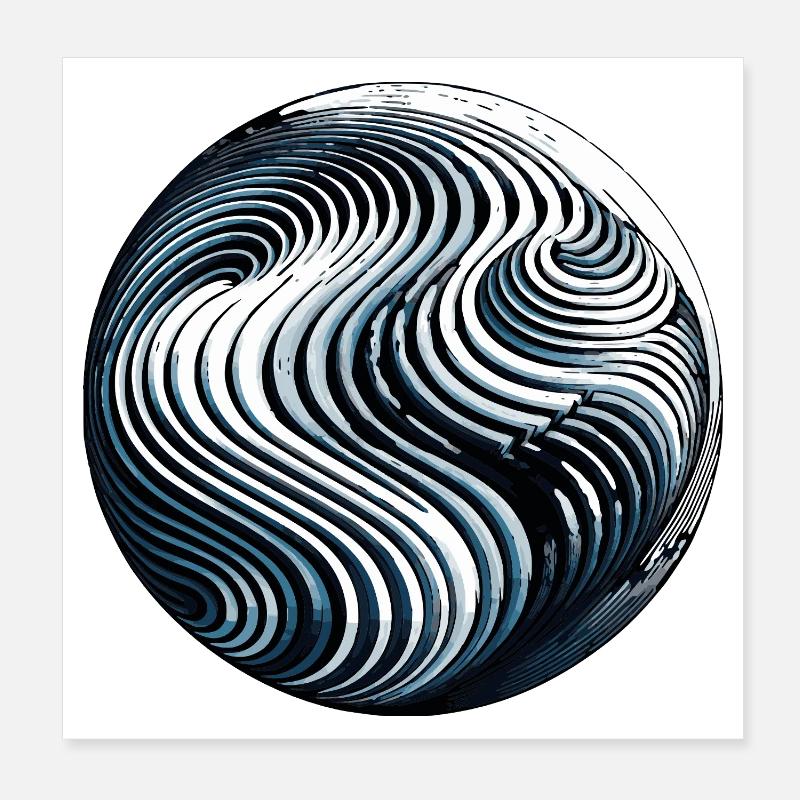 Geometric Waves – Abstract Wave Pattern Poster 8" x 8" (20x20 cm)