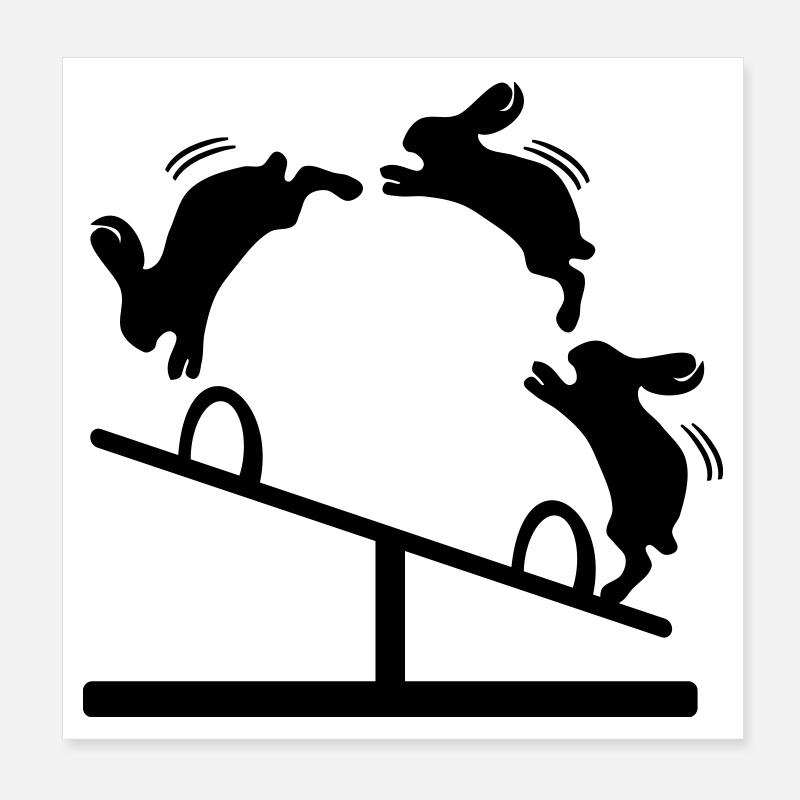 OSTERHASEN SPRINGEN HASEN SCHAUKEL Poster 20x20 cm