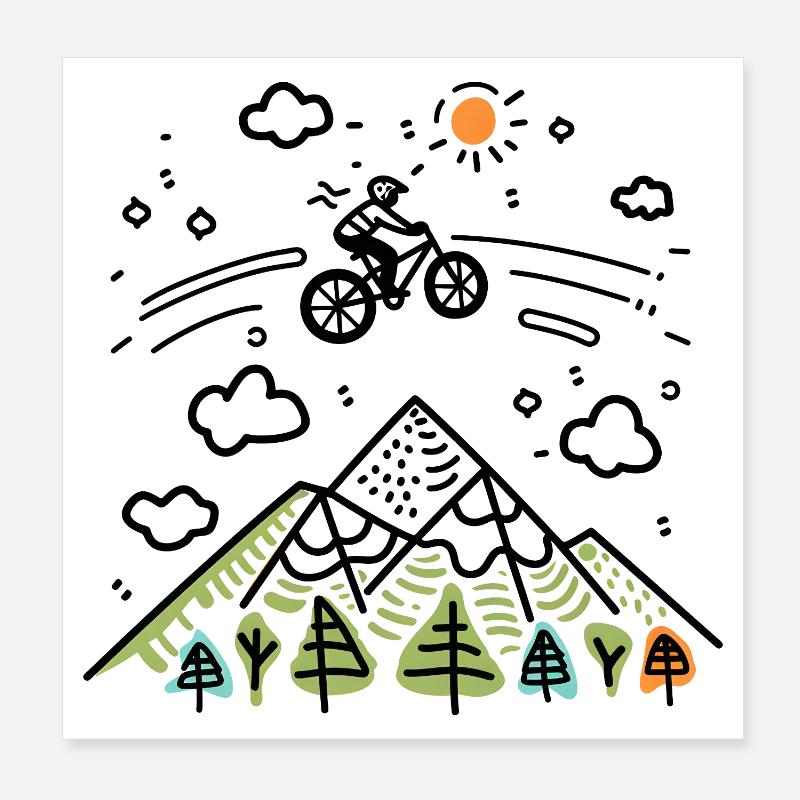 Dessin VTT Poster 20 x 20 cm
