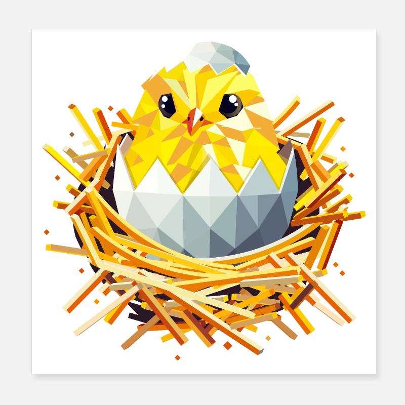 Chicks in the nest – Easter joy & the beginning of spring Poster 8" x 8" (20x20 cm)