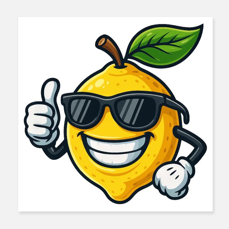 Fruité Jaune Citron Été Cool Pouce Levé Poster 20 x 20 cm