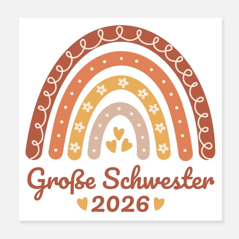 Große Schwester 2026 Regenbogen Poster 20x20 cm