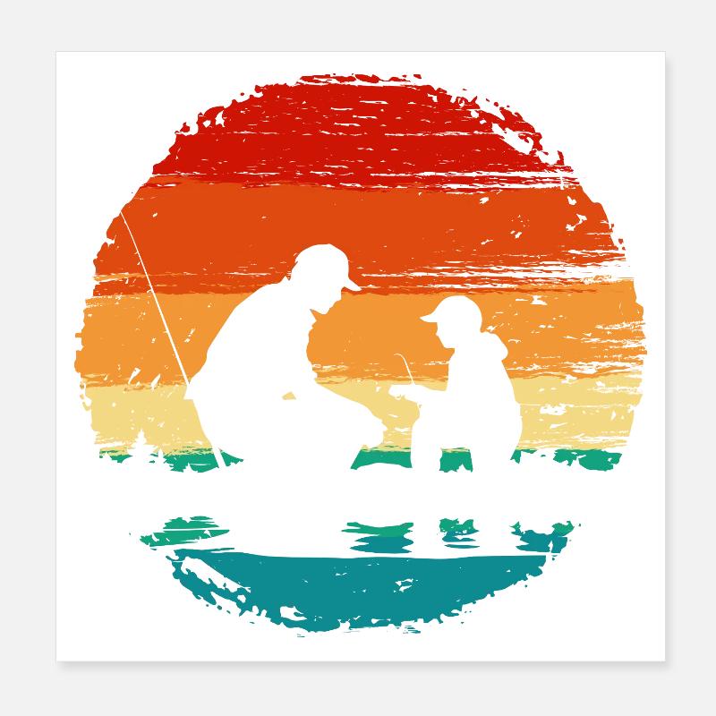 Sunset Silhouette Duo de Pêche Poster 20 x 20 cm
