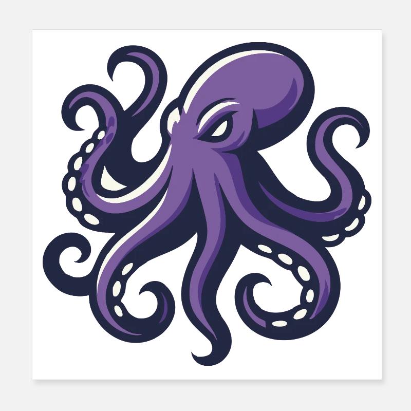 Octopus paarse kunstenaar Poster 20x20 cm