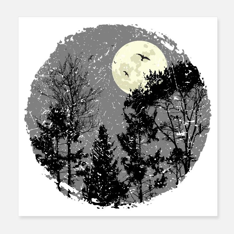 Hallowing Night Forest Scene Poster 8" x 8" (20x20 cm)