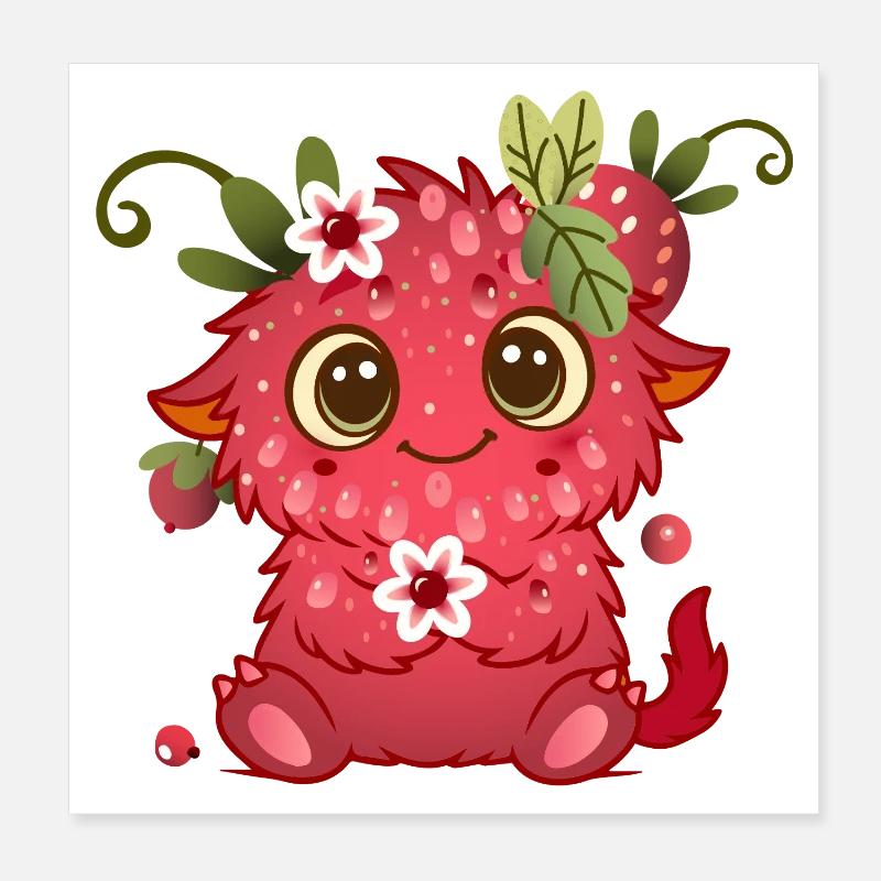 Cute monster in raspberry design Poster 8" x 8" (20x20 cm)
