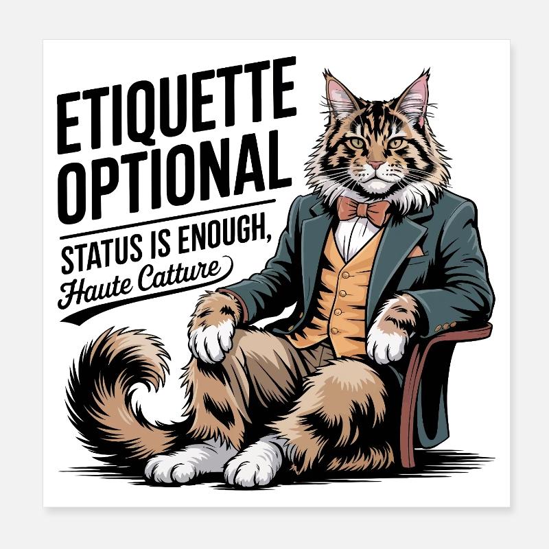 Étiquette optionnelle Chat chic Poster 20 x 20 cm
