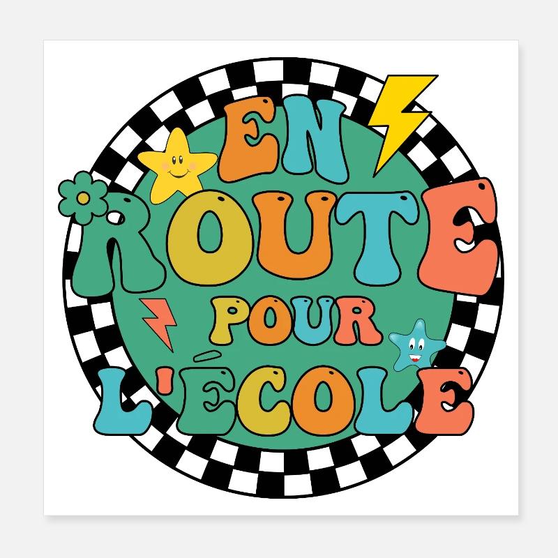 Auf dem Weg zur Schule, zurück in die Schule, Geschenkidee Poster 20x20 cm